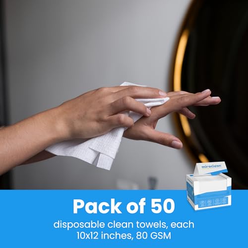 Dry Face Towels XL 10" x 12" - 50 Pack Ultra Soft Disposable Cloths Thick And Durable Face Towelettes For Clean Skin Routine