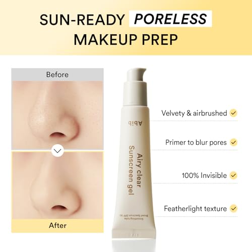 Abib Airy Clear Sunscreen Gel SPF30 1.01 fl.oz / 30 g (Semi- matte) | Korean Suncreen, Suncare, Sunblock, No White cast, Primer poreless