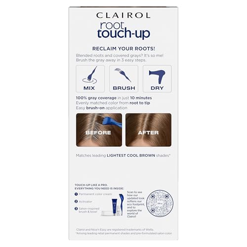 Clairol Root Touch Up Permanent Hair Dye 6.5A Lightest Cool Brown 1.1 Fl Oz