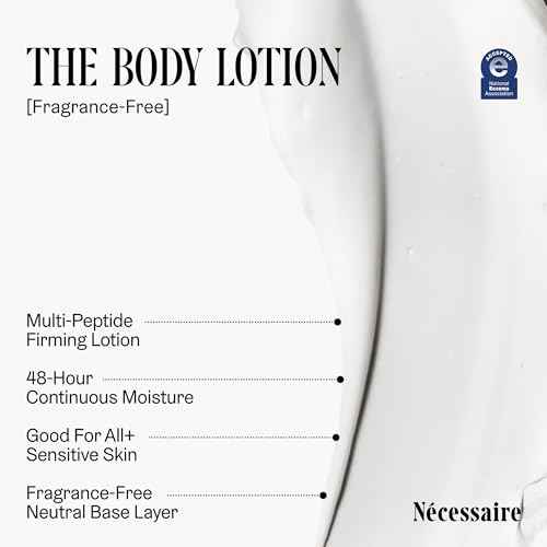 N?cessaire The Body Lotion. Fragrance-Free. Multi-Peptide Firming Lotion to Moisturize, Firm, Strengthen. 2.5% Niacinamide, Vitamin C/E + Omega 6/9. 2.4 fl oz