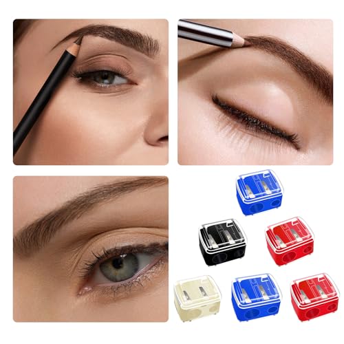 Plastic Makeup Pencil Sharpener Set - Dual Hole Portable Cosmetic Tool - 4 Colors