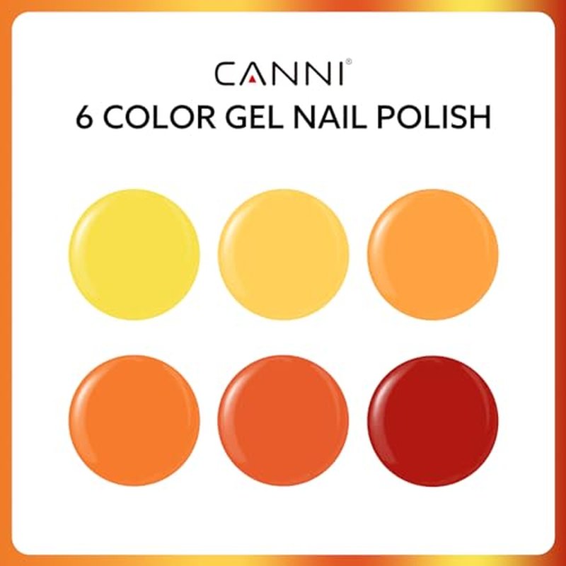 CANNI 6Pc Gel Nail Polish Set - Yellow Orange Fall Colors, HEMA-Free