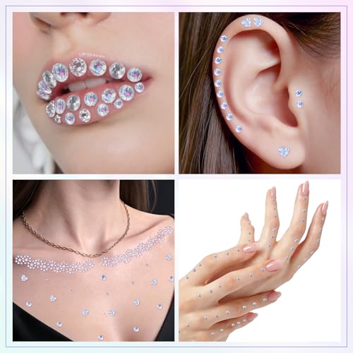 Face Gems Self-Adhesive Rhinestones, 1965pcs Holographic
