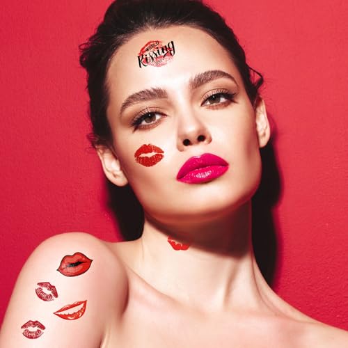 Kiss Lips Temporary Tattoo Stickers – 4-Pack, 200+ Designs