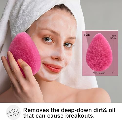 BS-MALL Facial Sponge 12 Pcs ? Exfoliating Face Scrubber for Deep Cleansing, Removes Blackheads, Reusable Design, Perfect for Skin Care Routine (Hot Pink-Soft Texture)
