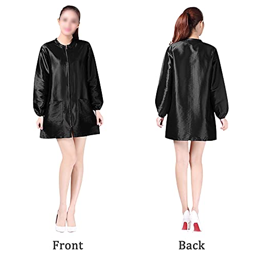 Exttlliy Chameleon Fabric Professional Salon Smock Stylist Jacket Waterproof Haircut Cape Barber Apron (Black, M)