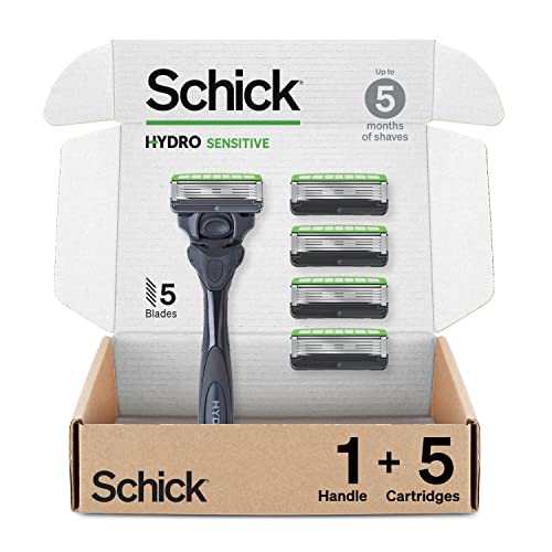 Schick Hydro Sensitive Men’s Razor with 5 Blades & Refills, Close & Comfortable Shave