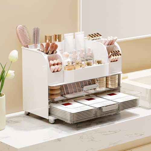 UFORU Makeup Organizer with 2 Drawers & Brush Holders