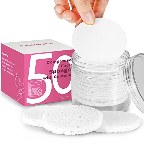 GAINWELL 50-Count Facial Sponges with Storage Container