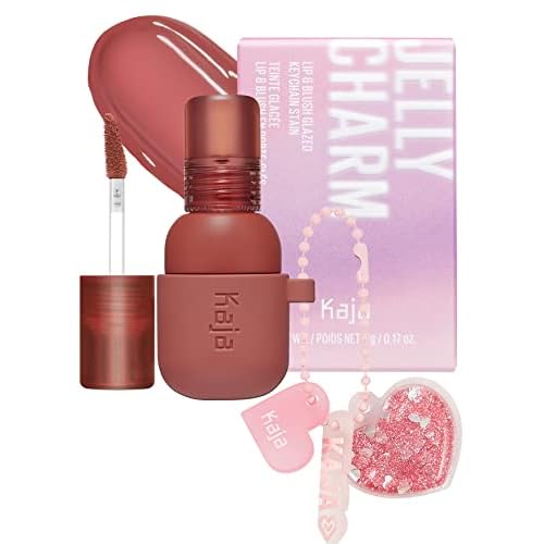 Kaja Lip & Blush Glazed Keychain Stain - Jelly Charm 05 Peach Fizz + Blush - Cheeky Stamp 02 Saucy, 0.17 Oz Bundle