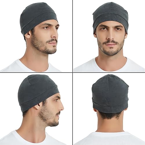 100% Cotton Skull Cap Beanie for Men & Women - Lightweight & Breathable Nightcap