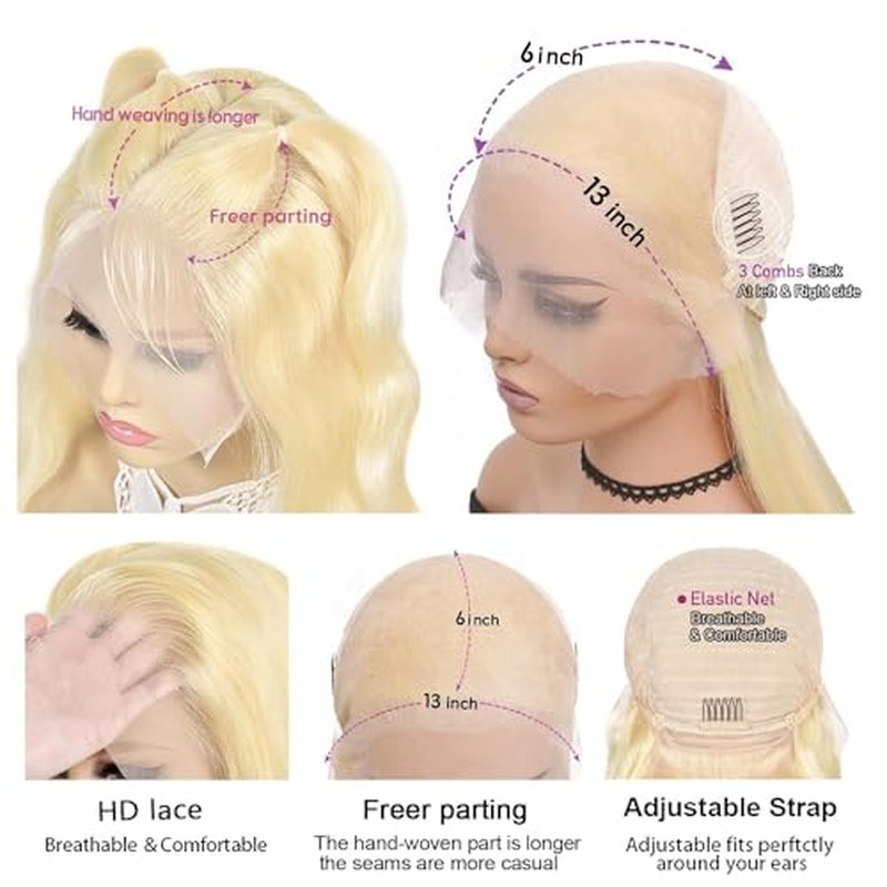 613 Blonde 13x6 HD Lace Front Wig Human Hair 24in