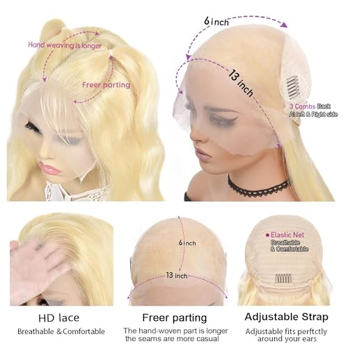 613 Blonde 13x6 HD Lace Front Wig Human Hair 24in