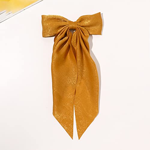 Silk Satin Long Bow Hair Barrettes with Ribbon Bow Hair Clips For Women, Big Alligator Hair Bow Clips for Women and Girls (5pcs - mix color a)