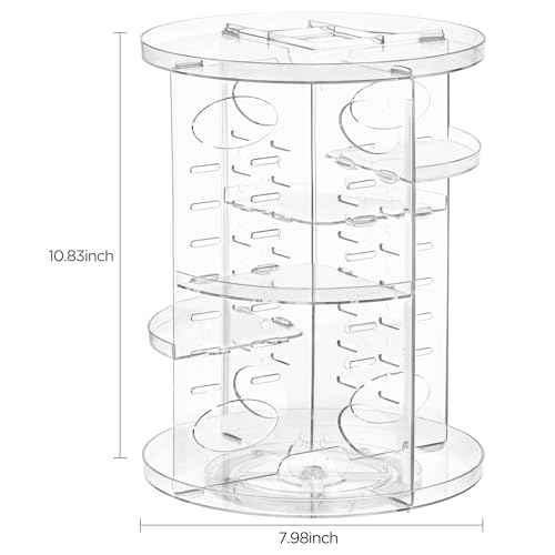 HBlife 360 Rotating Makeup Organizer Adjustable Carousel Small Capacity Revolving Perfume Organizer Skincare Organizers Cosmetic Storage Spinning Holder for Vanity, Clear