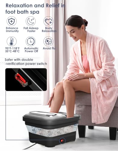 Collapsible Foot Spa with Heat, Bubbles & Massage Rollers