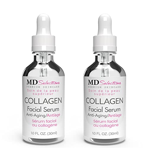 Collagen Serum with Facial Moisturizer - Peptide Collagen Serum for Face, Lifting, Plumping, & Firming Collagen Facial Serum Improves Elasticity, Reducing Acne (1+1 Fl Oz, 2-Pack)
