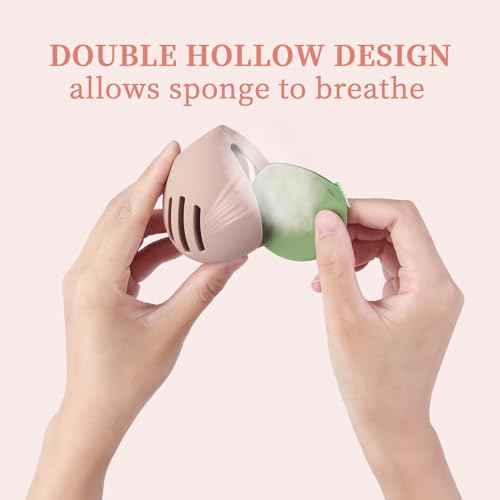 Makeup Sponge Holder,Double-sided 3-line Vented Silicone Beauty Blender Holder for Travel, Fit All Sponges (1pack pink)