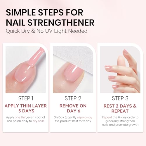 SUPWEE Nude Nail Strengthener Polish - Repair & Growth, 0.54oz