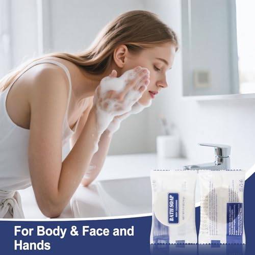 0.5 oz Bulk Travel Size Bars Soap, Individually Wrapped Small Face and Body Cleanser Round Soaps Toiletries Amenities for Hotel, Guest, Shelter, Charity, Motel, Vacation (30)
