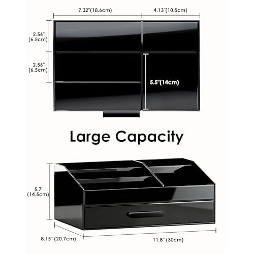 ProCase Cologne Organizer for Men with Drawer, Acrylic Perfume Holder & Bathroom Countertop Organizer for Men & Women, Dresser Vanity Storage for Cologne, Perfume and Skincare -1 Layer