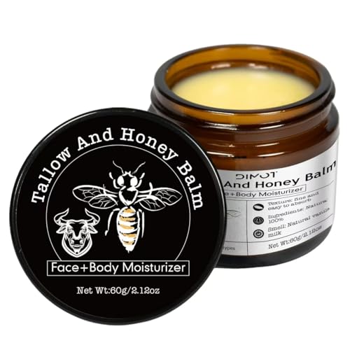 Beef Tallow Honey for Skin, Rich Hydrating Butter Honey Cream - Intense Moisture for Dry & Sensitive Skin - Nourishing Day & Night Face & Body Cream, Nourish and Soothe Dry Skin