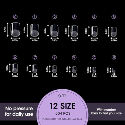 Gellen Extra Short Square Nail Tips - 504pcs Clear Press-On Nails