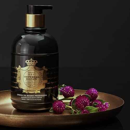 Perlier Imperial Honey Shower & Bath Cream - Nourishing & Soothing Luxury Bath Cream Made With 100% Organic Italian Honey For Deep Moisturization And Hydration (16.9 Fluid Oz.)