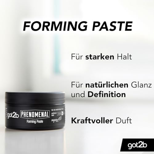 got2b Phenomenal Forming Paste Hold 3 (100 ml), Hair Wax for Men Gives a Phenomenal Barbershop Style, Styling Gel for Strong Hold & Natural Shine
