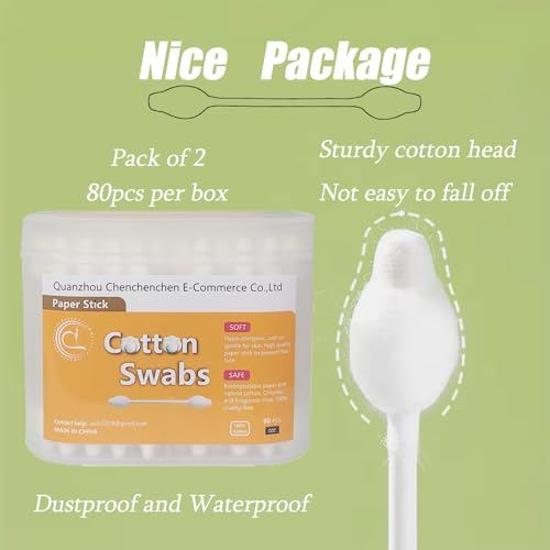 Baby Safety Cotton Swabs with Large Tips for Newborn Ear Care - 160 Pack
