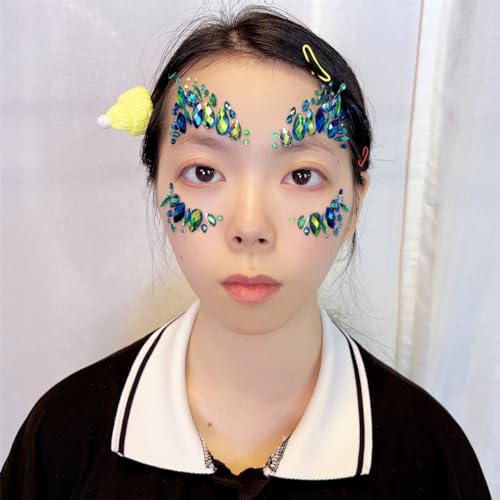 Festival Face Gems Sticker - Self-Adhesive Emerald Green