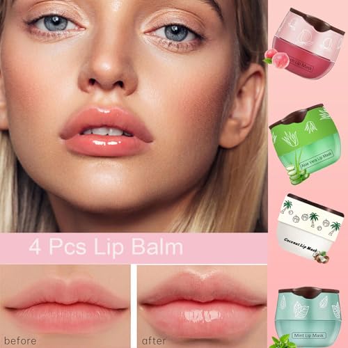 Bee Lip Balm Honey Pot 4-Pack – Moisturizing Overnight Lip Mask