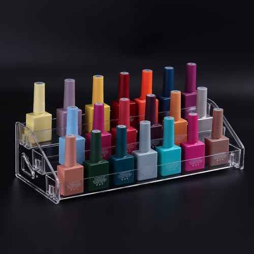Nail Polish Display Organizer Clear Acrylic Eyeglasses Holder Essential Oil Storage Rack Makeup Stand Tray (3 Layer)