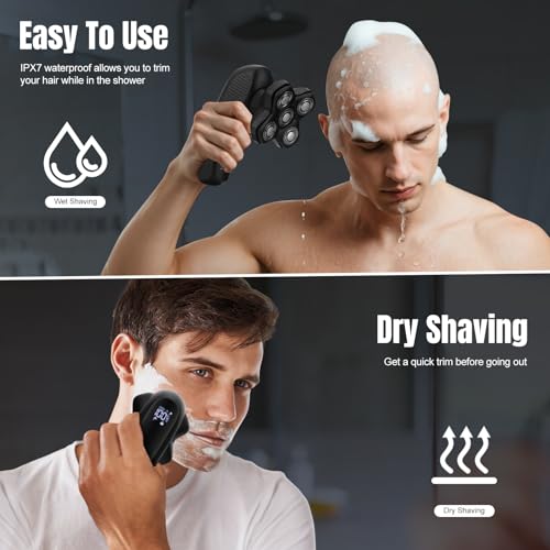 Lanumi Head Shavers for Blade Men Electric Razor 3 in 1 Manscape Groin & Body Hair Trimmer Wet Dry Grooming Kit Led Display £¬Gifts for Men