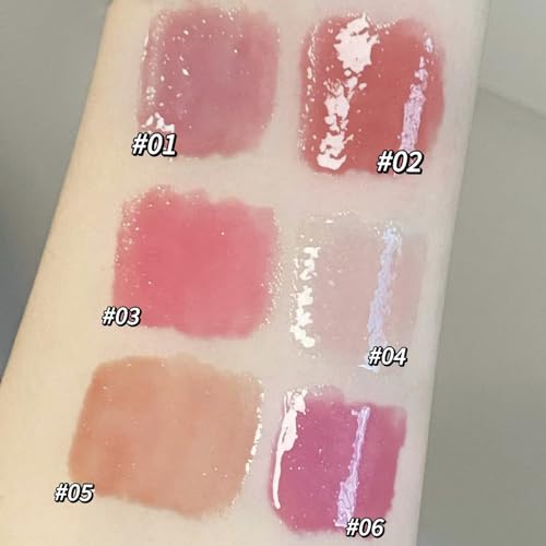 6 Colors Crystal Jelly Lipstick Set, Tinted Heart Shape Lip Balm, Mirror Moisturizing Lip Gloss, Waterproof Long-lasting Nourishing Lip Care Lip Tint Makeup