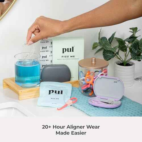 PUL Aligner Care Convenience Kit – Case + 2-in-1 Tool for Invisalign, Retainers, Partial Dentures, Mouth & Night Guards & More – Purple Case & 2-Pack of Purple Aligner Seating Chewie & Removal Tool