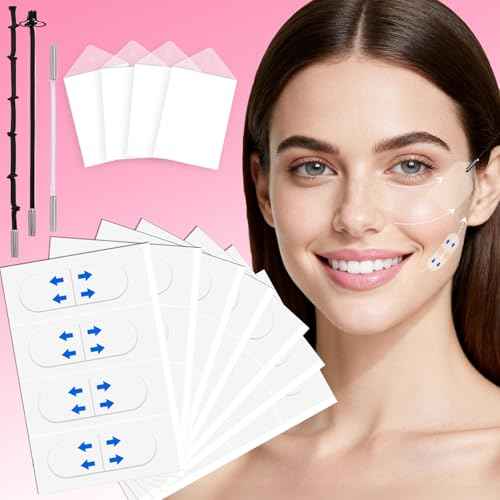 NBF Face Lift Tape Invisible, Face Tape Lifting Invisible, 140 PCS Neck & Face Lift Tapes and Bands with 9 Strings V-Shaped Instant Face Tapes for Lifting Sagging Skin Double Chin Eyes Wrinkles