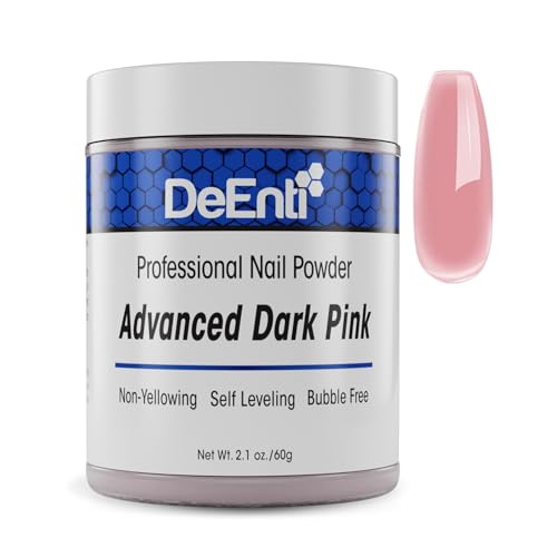 DeEnti Dark Pink Acrylic Nail Powder (2 oz) - Long-Lasting & Chip-Resistant