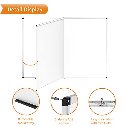 VIZ-PRO Large Dry Erase White Board/Magnetic Foldable Whiteboard, 72 X 48 Inches, Silver Aluminium Frame