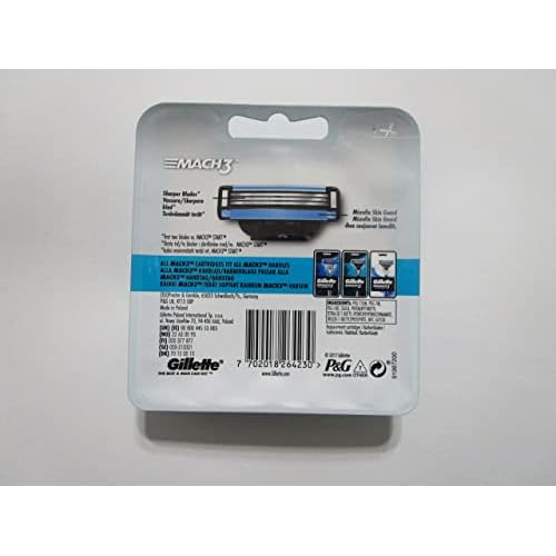 Gillette Mach3 Razor Blades for Men, Pack of 4 Refill Blades (2 Packs)