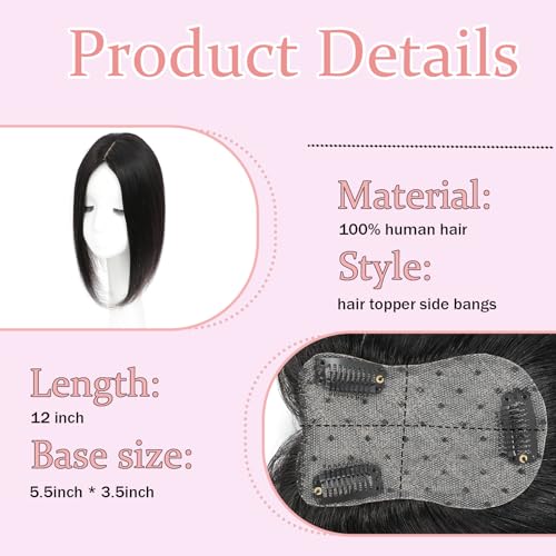 Molleas Hair Topper Real Human Hair with Clip-in Bangs