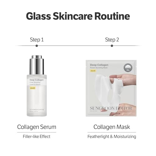 Revitalizing Combo/smooth-looking Boosting DUO: Deep Collagen Power Boosting Mask (4ea) & Deep Collagen Power Boosting Cream In Serum, Self-Care Gift Set for Women & Moms, Korean Skincare
