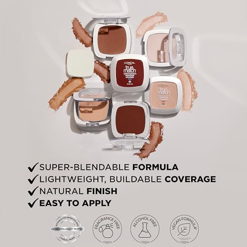 L'Oreal Paris True Match Super Blendable Oil Free Powder Foundation, N6 Medium, 0.33 oz, Packaging May Vary