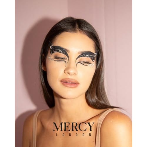 MERCY LONDON Black Swan Face Jewels Ballet Costume Accessories Face Gems Jewels All In One Headpiece Stick On