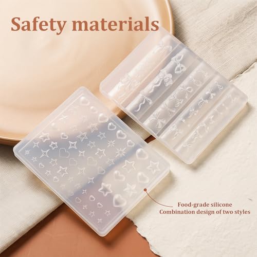 Silicone Nail Art Molds Set - 2pcs Bowknot, Star & Heart Designs