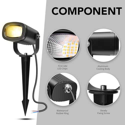 12W Low Voltage LED Landscape Lights 2700K Warm White, IP65 Outdoor Spotlights 8-Pack
