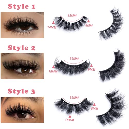 Wispy Mink Lashes 21 Pairs Mixed 14-18mm 3D Volume Cat Eye