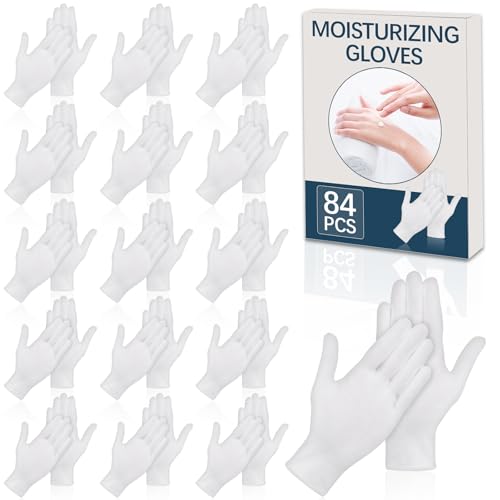 White Cotton Moisturizing Gloves for Dry Hands & Eczema (42 Pairs)