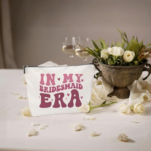 In My Bridesmaid Era Makeup Bag - Bridesmaid Gifts for Women, Cosmetic Pouch for Bachelorette Party, Bridal Shower Essentials, Wedding Party Favor, Travel Toiletry Bag