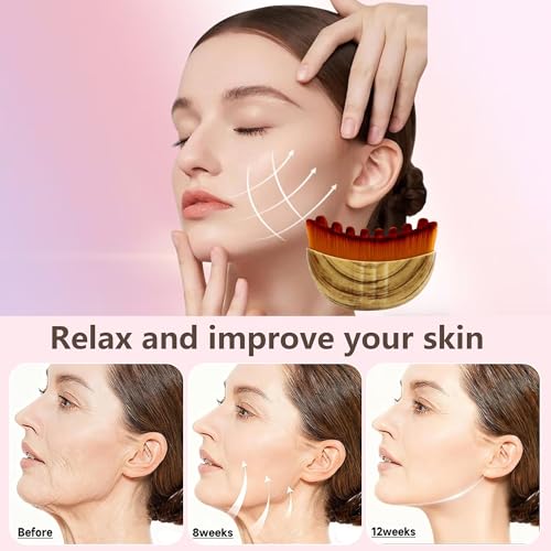 Lymphatic Contour Face Brush, Super Soft Manual Lymphatic Drainage Massager for Sculpting, Relieve Fatigue & Reduce Puffiness, with Portable Case.Suitable for Facial Cleansing and Massage (2-PCS)
